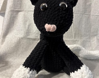 Black/white Cat Plushy - crocheted