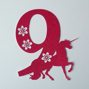 9e anniversaire Licorne coupe fichier SVG, JPG, DXF pour Silhouette de camée, Cricut Design espace, coupe des fichiers numériques, neuvième anniversaire