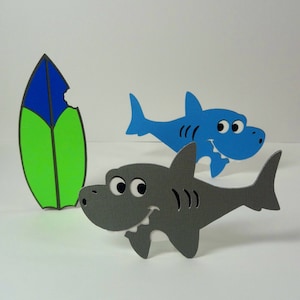 Shark and Surfboard SVG Cut File, SVG, DXF for Cameo Silhouette, Cricut Design Space, Beach Cut File