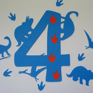 4. Geburtstag Dinosaurier SVG Cut File, SVG, DXF für Cameo Silhouette, Cricut Design Space, Digital Cut Files, Vierter Geburtstag