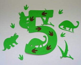 5e verjaardag dinosaurus SVG gesneden bestand, SVG, DXF voor de Silhouette Cameo Cricut ontwerpruimte, digitale Cut bestanden, vijfde verjaardag