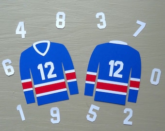 Hockey Jersey und Zahlen SVG Cut File, JPG, DXF für Cameo Silhouette, Cricut Design Space, Digital Cut Dateien