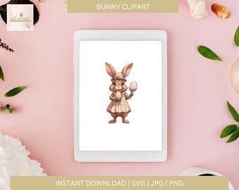 Easter Bunny Holding Eggs svg | jpg | png  Clipart, Digital Download, Cut File, Cricut, Silhouette, Bunny