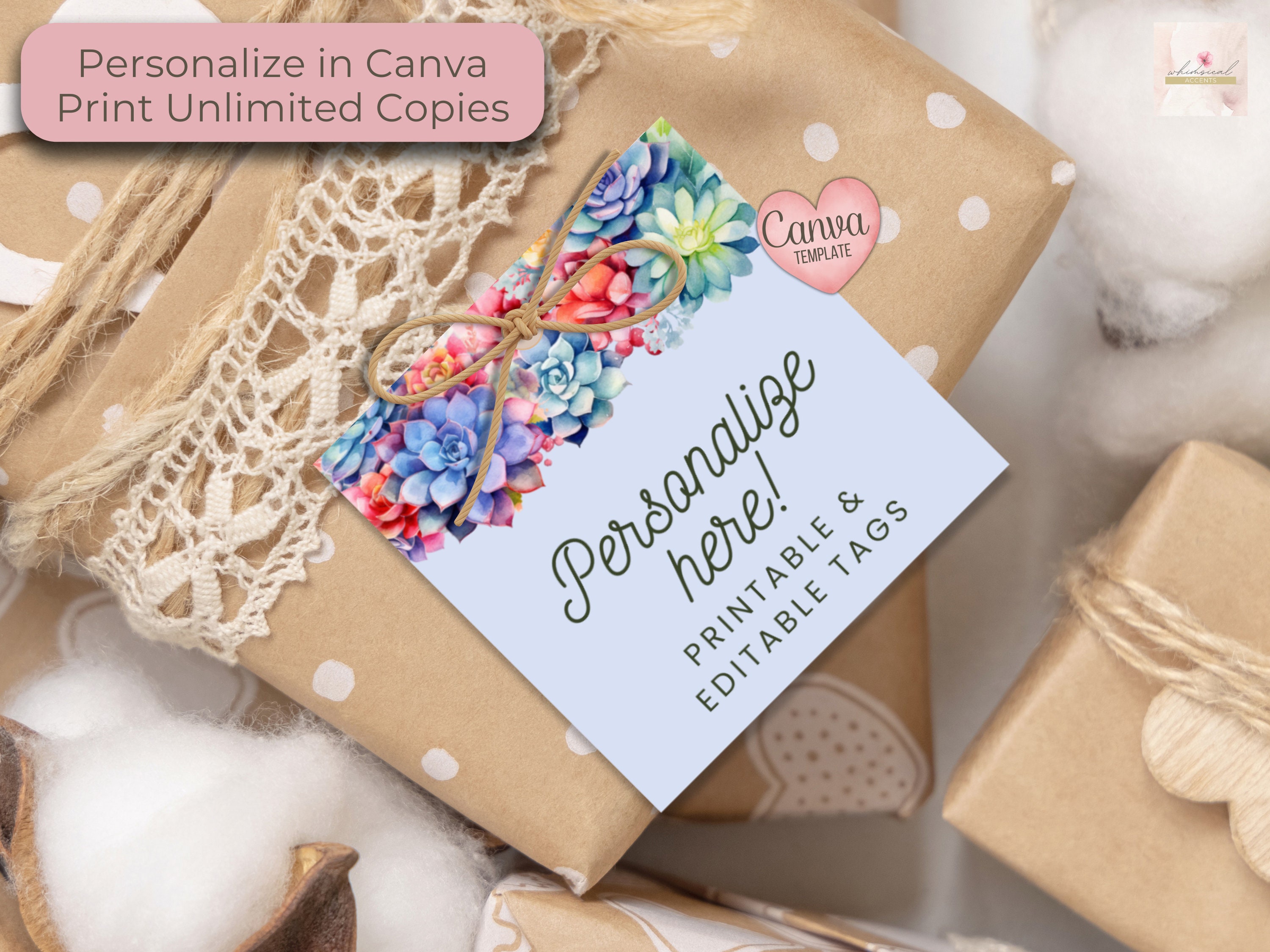 Editable Cactus Favor Tag, Gift Tag, Party Label, Personalized Party ...