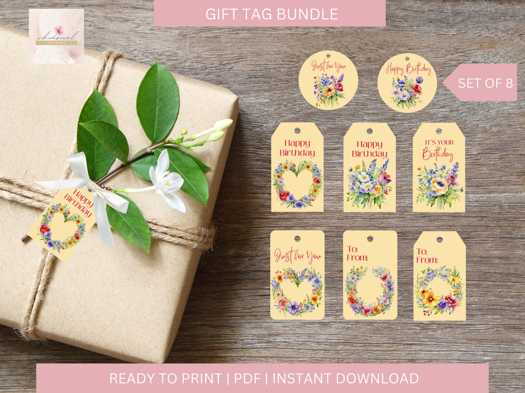 Printable Birthday Tag, Favors Tag, Gift Tag, PDF, Instant Download ...