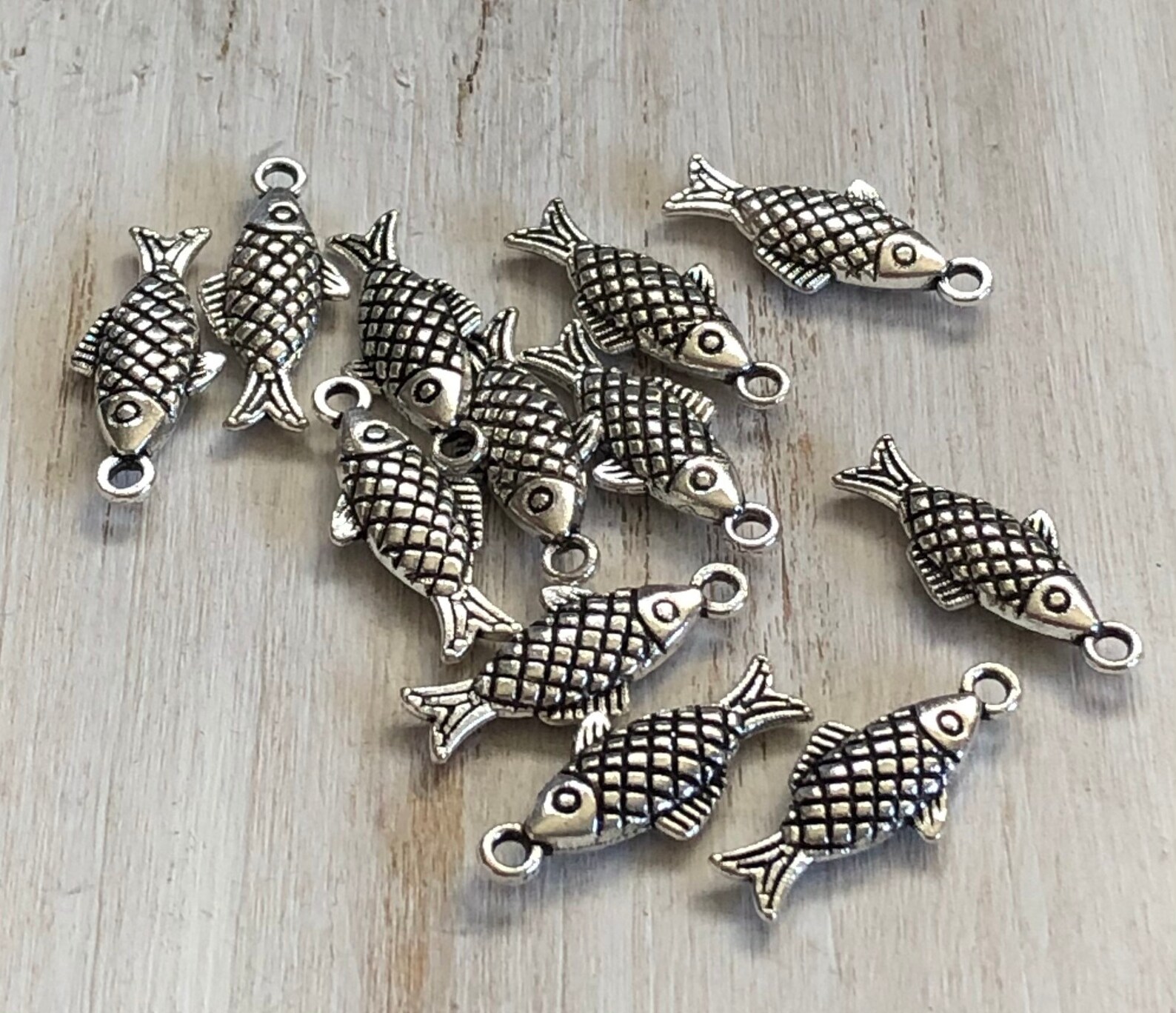 Fish Charms Jewelry Charm Bracelet Earrings Antique Silver Etsy
