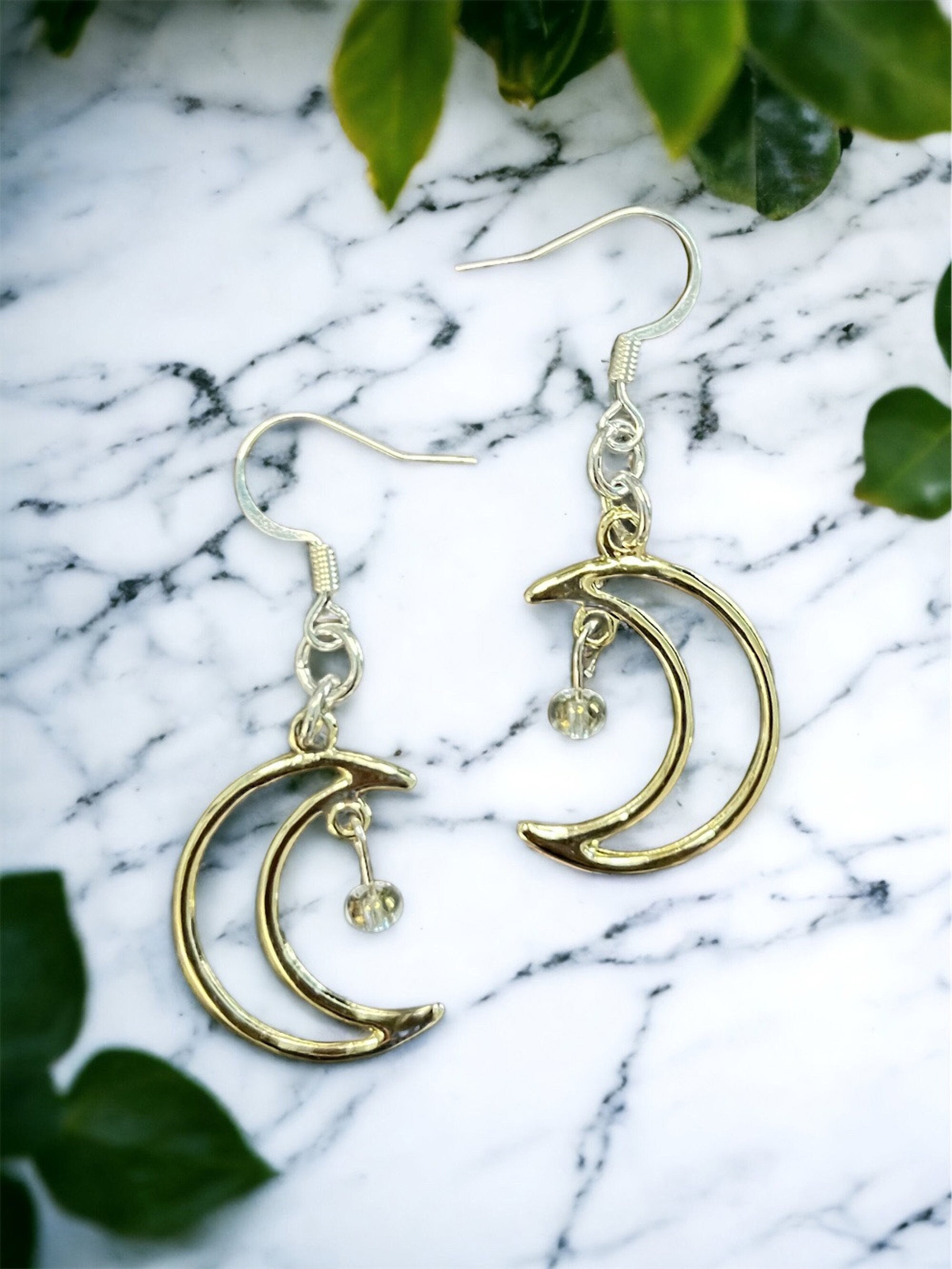 Crescent Moon Earrings 1/10 ct tw Diamonds 10K Yellow Gold | Kay