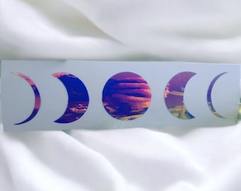 Holographic/Universe Moon Phase Vinyl Decal Sticker