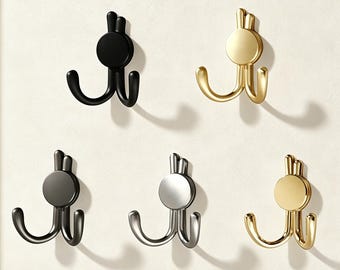 Gancho de parede em formato de coelho, gancho vintage dourado em formato de animal, gancho para casaco, gancho para roupas, gancho para chaves, gancho para chapéu, gancho para toalha, cabides de parede, ferragens para móveis