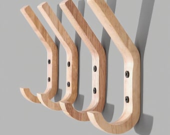 Solid walnut wall  and Oak Wood hooks--J Wooden Hook,Wood Coat Racks, Hanger for Bags and Hats,Wall Hanging Hook, Hanger Decoration