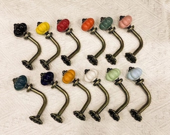 Ceramic Pumpkin Knob Hook – Bronze Iron Wall Mount