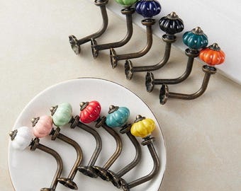 Handmade Ceramic Knob Coat Hook: Vintage Bronze Iron Wall Decor