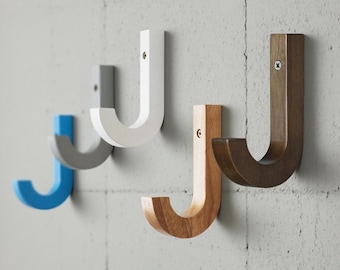 Solid walnut wall  and Oak Wood hooks--J Wooden Hook,Wood Coat Racks, Hanger for Bags and Hats,Wall Hanging Hook, Hanger Decoration