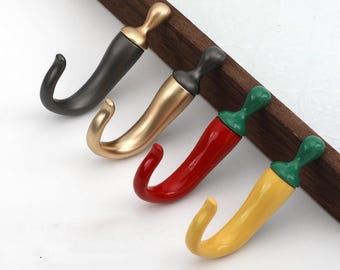 Pastoral style Wall Hook: Chili Pepper Zinc Alloy Artistic Vegetable Decor