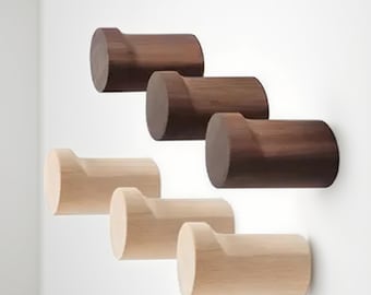Modern Wooden Coat Hook, Black Walnut & Beech Wood Coat Hook,Modern Entryway Wall Mounted Coat Hooks,Decorative Wood Wall Hooks