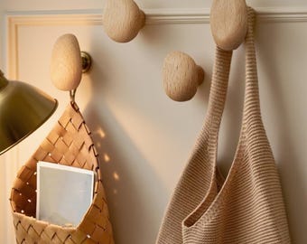 Modern Wooden Coat Hook, Black Walnut & Beech Wood Coat Hook,Modern Entryway Wall Mounted Coat Hooks,Decorative Wood Wall Hooks