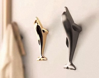 Dolphin Hook,Bathroom Towel Holder,Beach House Wall Decor,Golden dolphin hook，home decoration