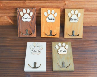 Personalized Wooden Pet Leash Hook – Custom Dog/Cat Name Hook, Wooden Pet Clothes Hanger, Dog Lover Gift, Wall Mount Organizer