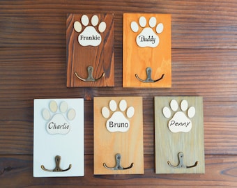 Personalized Wooden Dog Leash Holder, Custom Pet Wall Hook, Engraved Name Sign,Pet Storage,Wall Mount Organizer,Pet Lover Gift