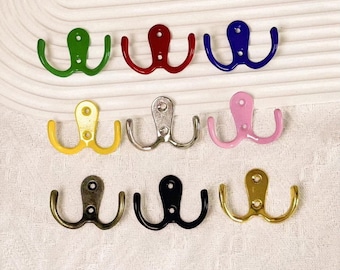 Modern J Hook- Steel -Double Hook, Metal Wall Hook, Modern Backpack Rack, Hat Hanger, Wall Mount Towel Hook