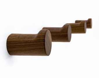 Black Walnut & Beech Wood Wall Pegs,Modern Entryway Wall Mounted Coat Hooks, Round Shape Hooks,Minimalist Peg For Entryway