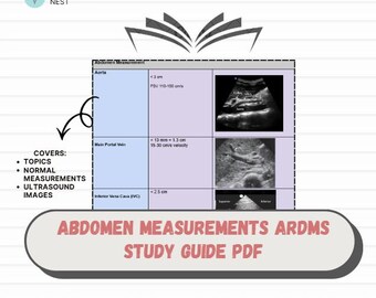 Rdms Sample Abdomen ARDMS Measurement Study Guide (cheat Sheet) PDF - Etsy Australia