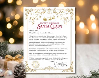 Editable Letter From Santa for Kids | Christmas Eve Printable | North Pole Mail PDF