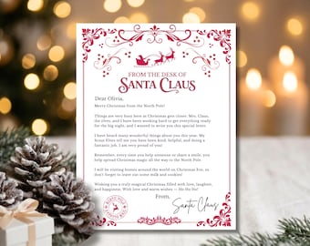 Editable Letter From Santa for Kids | Christmas Eve Printable | North Pole Mail PDF