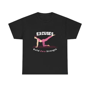 Camiseta "Excusas para construir fuerza cero", camiseta de fitness, camiseta para chica que entrena, regalo para entrenador, camiseta para entrenar