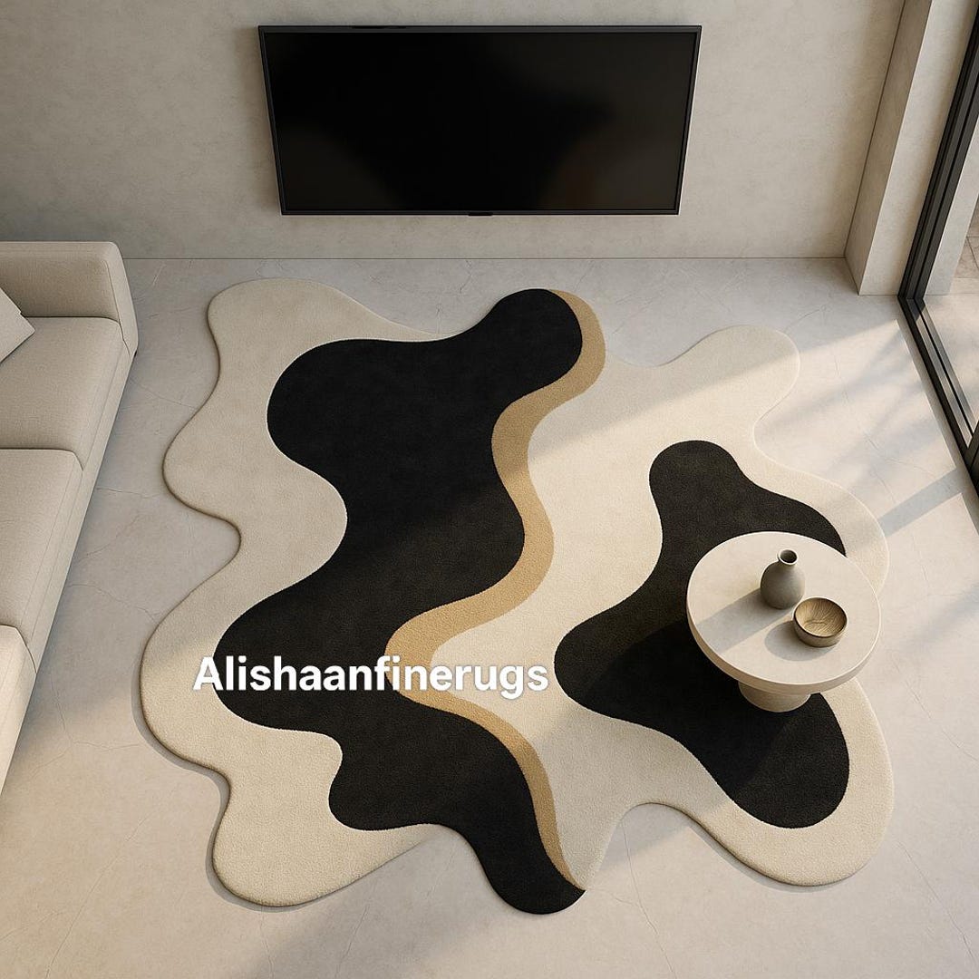 Hand Tufted Abstract Wave Rug, Modern Sculptural Carpet - Etsy
