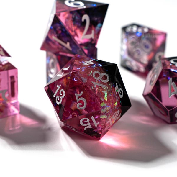 Juego de dados DND rosa oscuro y negro para juegos de magia, juego de dados Galaxy Dungeons and Dragons para regalar, juego de dados D&D de resina, dados RPG