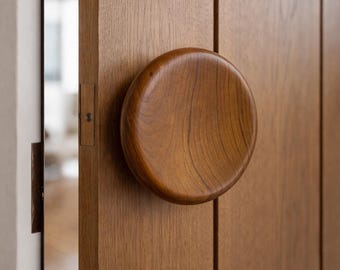 Tirador de puerta redondo de madera hecho a mano – Madera maciza de teca / palo de rosa / fresno blanco