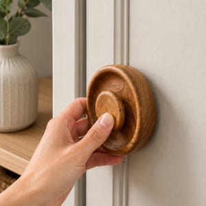 Handcrafted Wood Cabinet Knob | Rustic Round Drawer Pull, Organic Modern Furniture Hardware