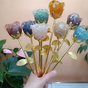 Crystal Chips Rose: Gemstone Rose, Home Decor, Gift for Weddings & Valentine’s Day