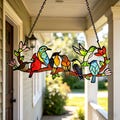 8 Birds Stained Glass Suncatcher, Colorful Branch Window Hanging, Boho Decor product logo
