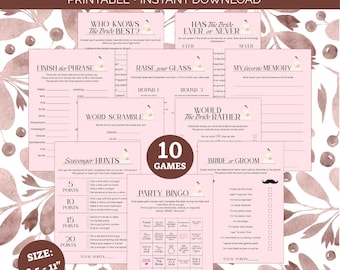Bachelorette Party Games Bundle, Bachelorette Games Package, Printable Games, Bachelorette Weekend, Drinking Games, Scavenger Hunt, Pink