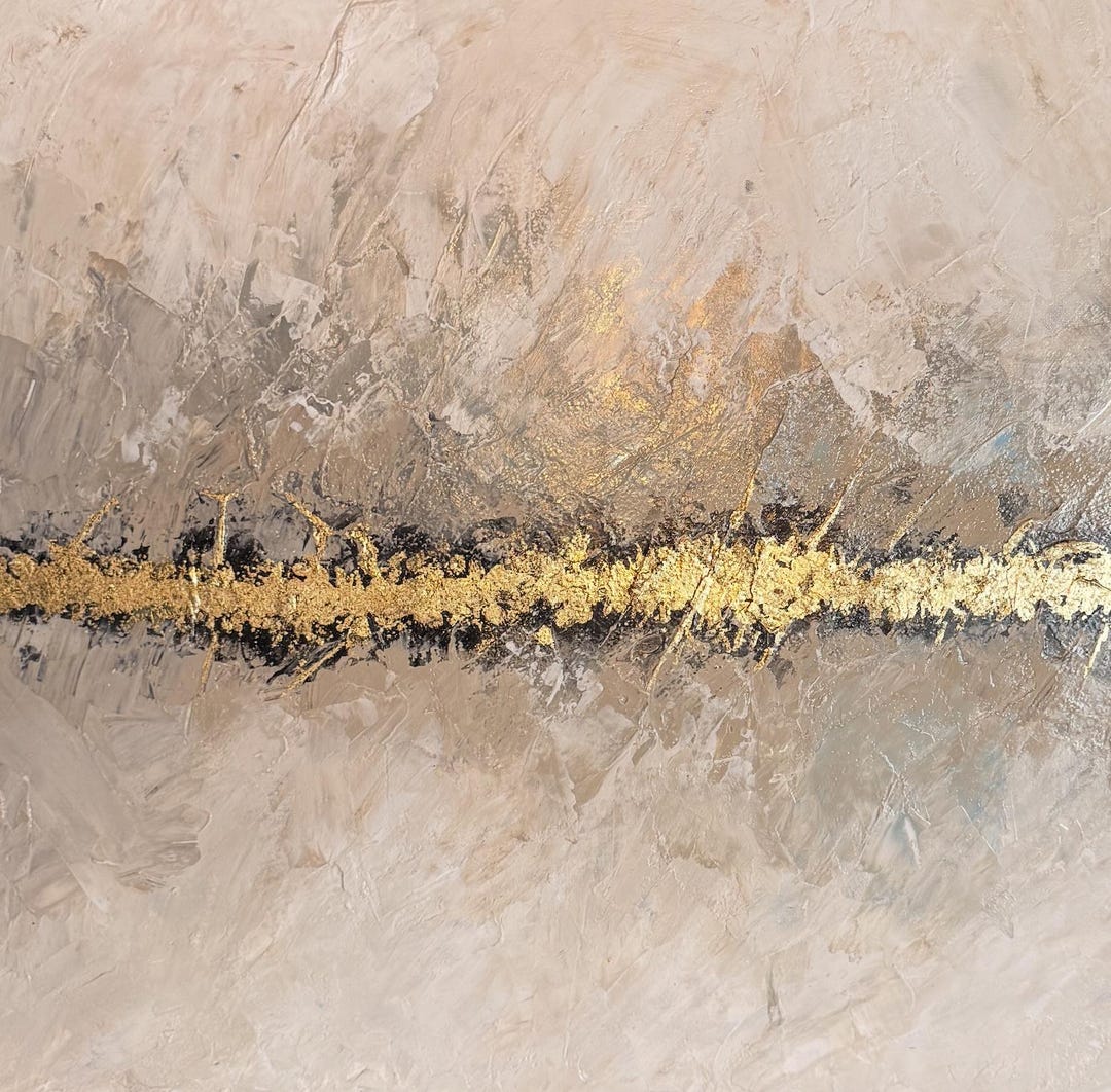 Textured Abstract Painting With Gold | Large Wall Art | Modern Neutral ...