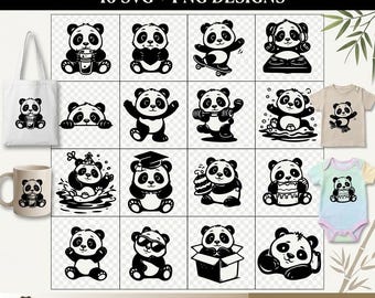 Kawaii Panda SVG Bundle | Clipart for T-Shirt, Mug, Sticker (Digital Download)
