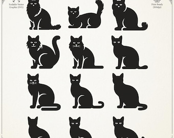 Cat SVG PNG bundle pack | cute cat clipart for t shirt mug sticker vinyl cutting, digital download file