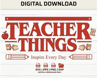 Teacher things Svg Png Eps Dxf | School quote for t shirt mug sticker vinyl cutting | Digital Download