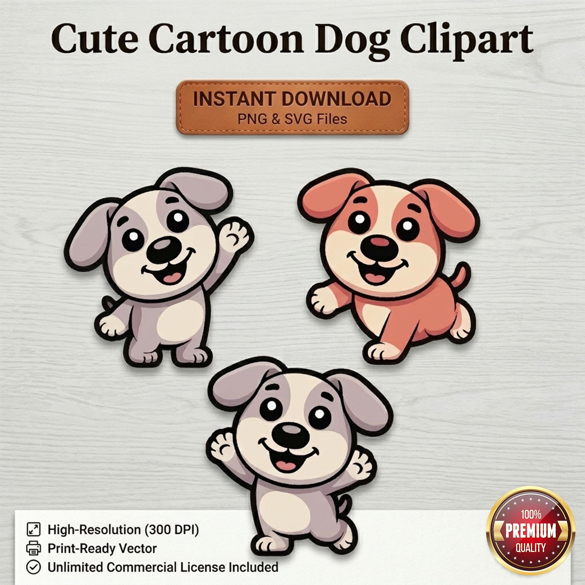 Cartoon Dog Clipart Bundle | Kawaii Puppy PNG SVG (digital Download) - Etsy