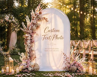 Custom Arch Cover Personalized Photo Backdrop Customized Arch Backdrop Cover with Text Logo