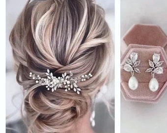 Wedding hair accessories pearl bridal hair comb headpiece crystal wedding headband floral bridal hair piece bridal hair pins pearl hair vine