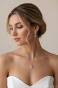 Wedding jewelry set pearl drop earrings and necklace set bridal jewelry set pearl dainty bridal earrings pearl drop necklace for bride gold product logo