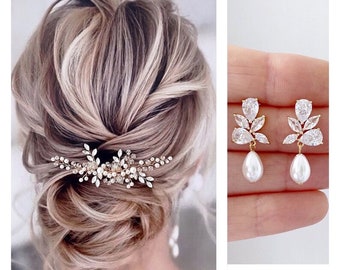 Wedding hair accessories Pearl bridal hair comb Crystal Wedding Hair Piece Bridal Hair Piece Leaf Wedding Hair comb boho bridal hair pins