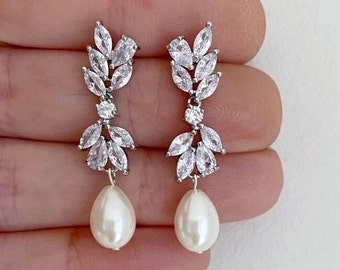 Bridal earrings pearl drop wedding earrings  pearl drop earrings pearl drop bridal earrings for bride wedding earring pearl drop silver gold