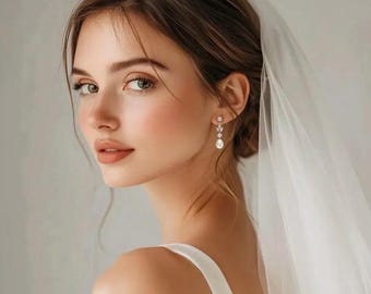 Pearl Drop Bridal Earrings: Crystal Wedding Jewelry