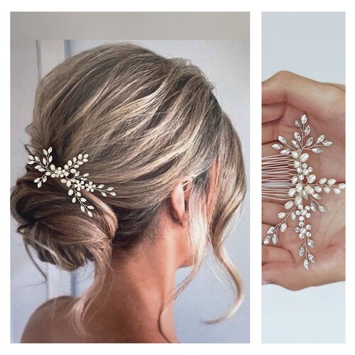 Bridal hair pins Wedding hair accessories Pearl bridal hair comb Crystal Wedding Hair Piece Bridal Hair Piece Leaf Wedding Hair comb boho