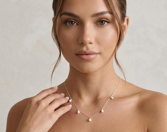 Pearl wedding necklace for bride gold Bridal jewelry set silver freshwater Pearl drop earrings wedding jewelry set pearl drop necklace