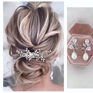 bridal hair comb pearl wedding hair comb pearl hair Clip for wedding Floral bridal hair Piece pearls hair pins bridal hair accessories pearl image 9